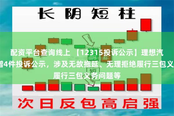 配资平台查询线上 【12315投诉公示】理想汽车-W新增4件投诉公示，涉及无故拖延、无理拒绝履行三包义务问题等