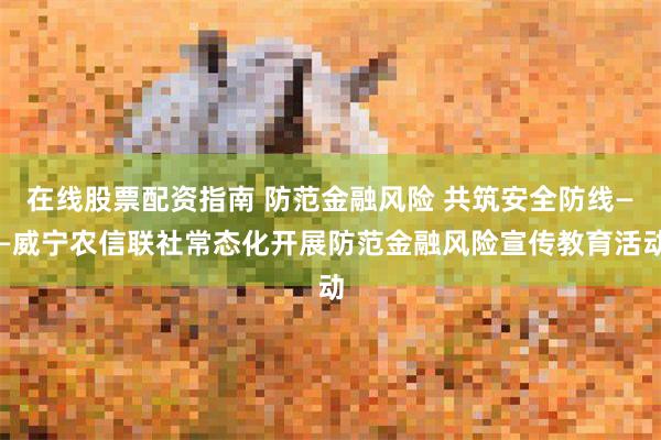 在线股票配资指南 防范金融风险 共筑安全防线——威宁农信联社常态化开展防范金融风险宣传教育活动