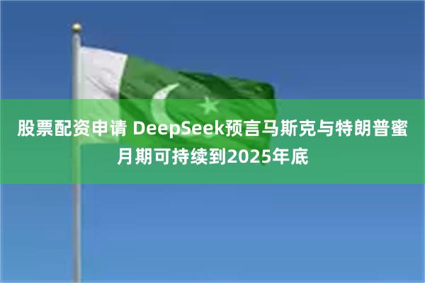 股票配资申请 DeepSeek预言马斯克与特朗普蜜月期可持续到2025年底