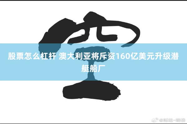 股票怎么杠杆 澳大利亚将斥资160亿美元升级潜艇船厂