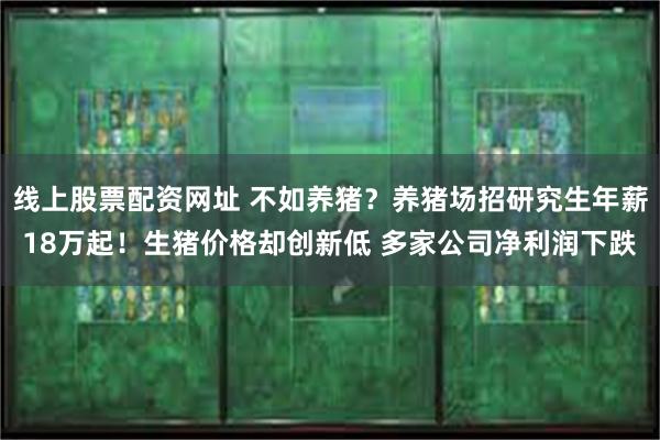 线上股票配资网址 不如养猪？养猪场招研究生年薪18万起！生猪价格却创新低 多家公司净利润下跌